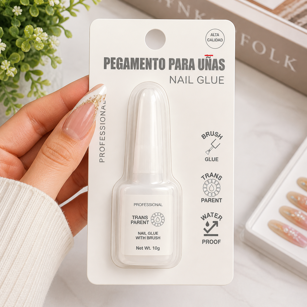 Pegamento para Uñas Profesional con Brocha – Fijación Fuerte y Duradera