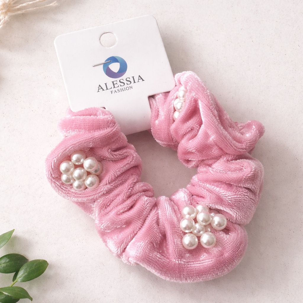 Scrunchie Velvet Perla Rosé