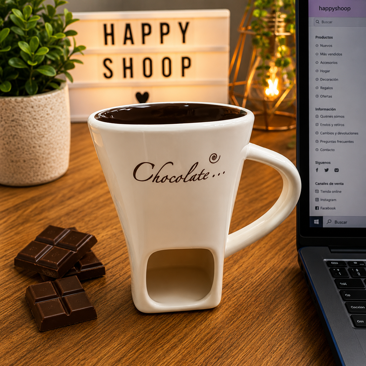 🍫 Taza Chocolate Mug – Diseño con Espacio para Dulces