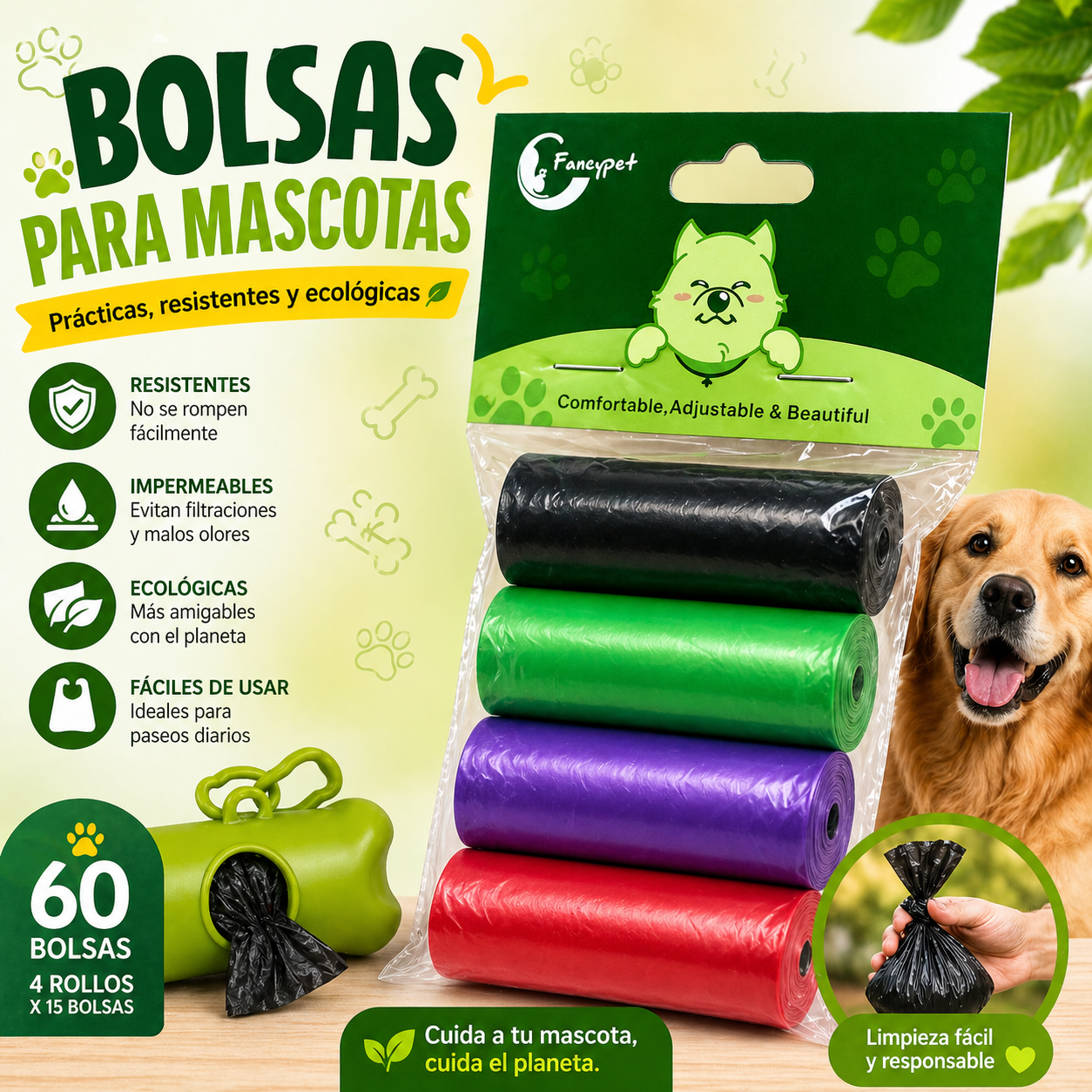 Bolsas para Mascotas – Pack 4 Rollos