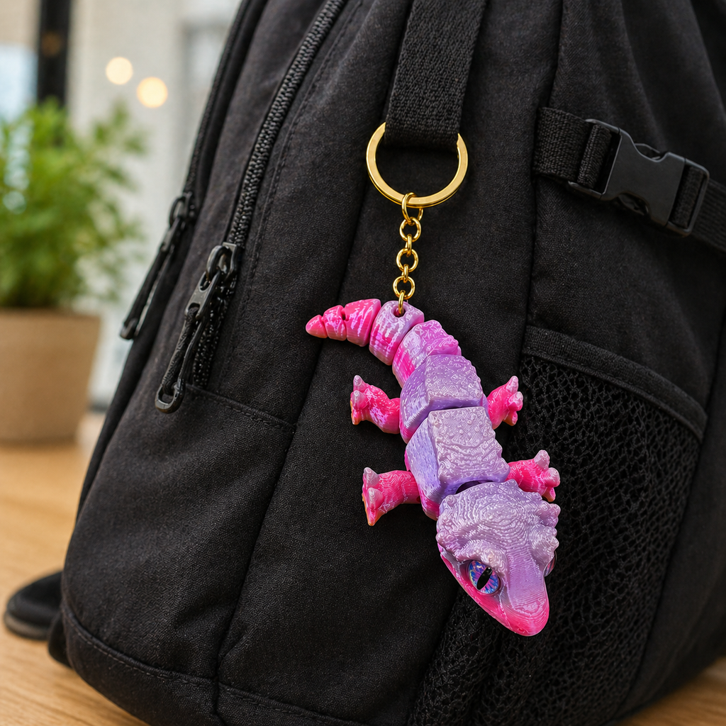 Llavero Gecko Articulado Impresión 3D – Estilo único para tu mochila 🦎✨