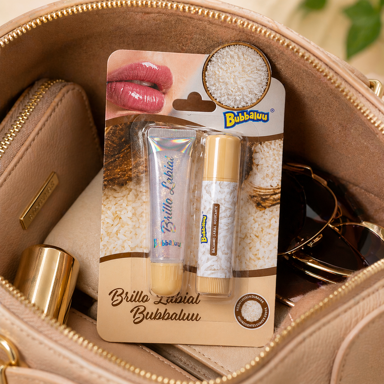 💄🥥 Brillo Labial Bubbaluu – Set Glossy Aroma Coco