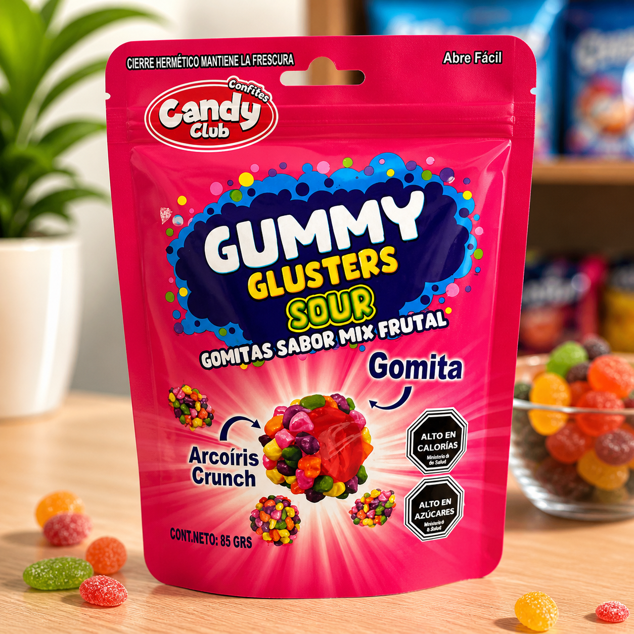 Gummy Clusters Sour – Gomitas Crunchy Mix Frutal | Dulce Ácido y Explosivo