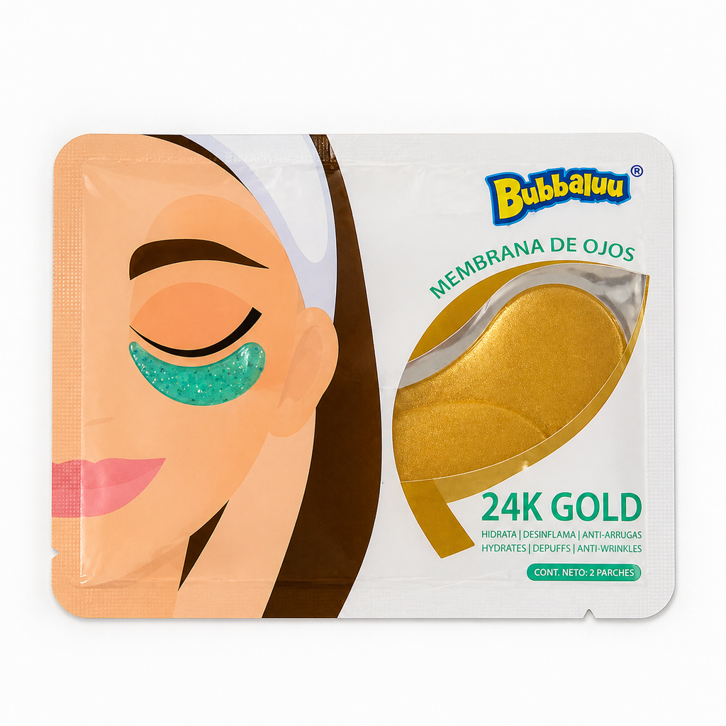 Parches de Ojos 24K Gold Bubbaluu – Hidratación y Anti-Ojeras (1 Par)