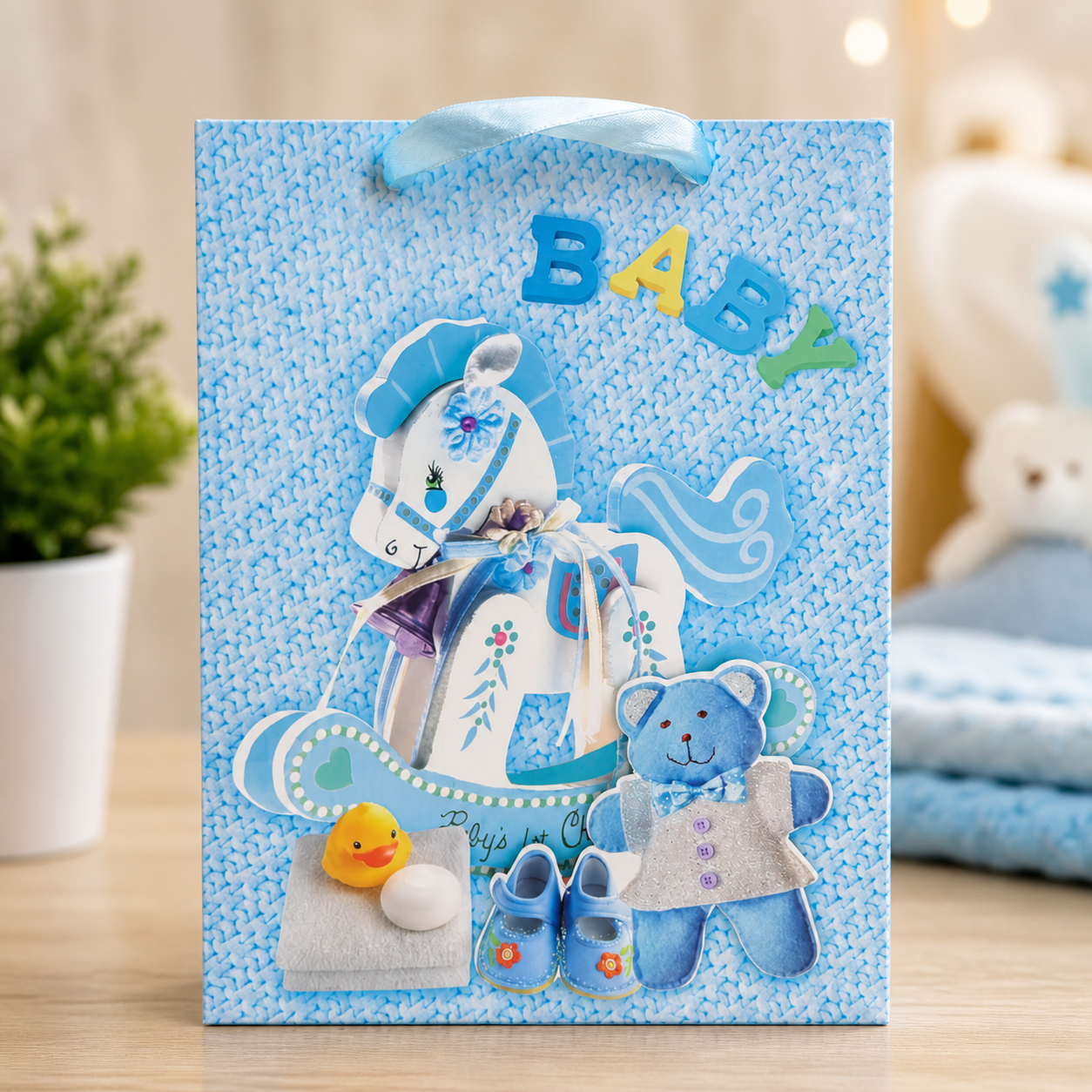 Bolsa de Regalo Baby Celeste – Diseño Infantil Premium para Regalos Especiales