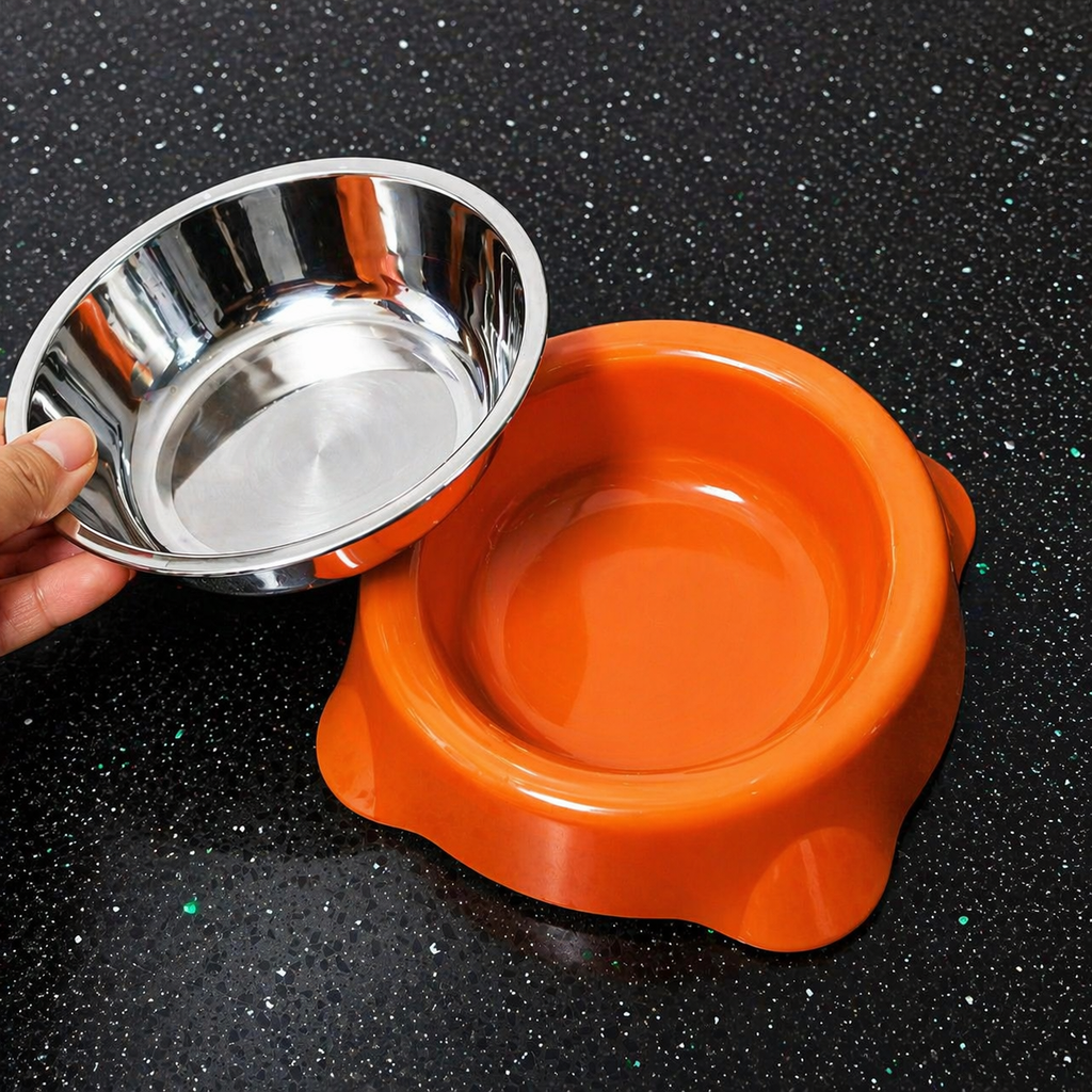 Plato para Mascotas con Bowl de Acero Desmontable Antideslizante