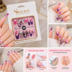 Uñas Press On 5D Premium – Diseño Elegante con Cristales y Efecto Ombré