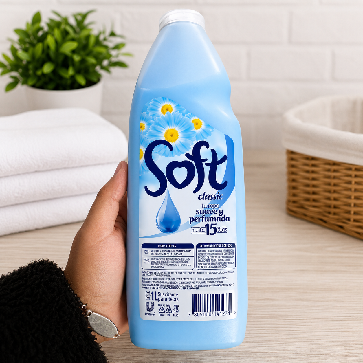 Soft Classic Suavizante para Ropa 1 Litro | Suavidad y Frescura Hasta por 15 Días