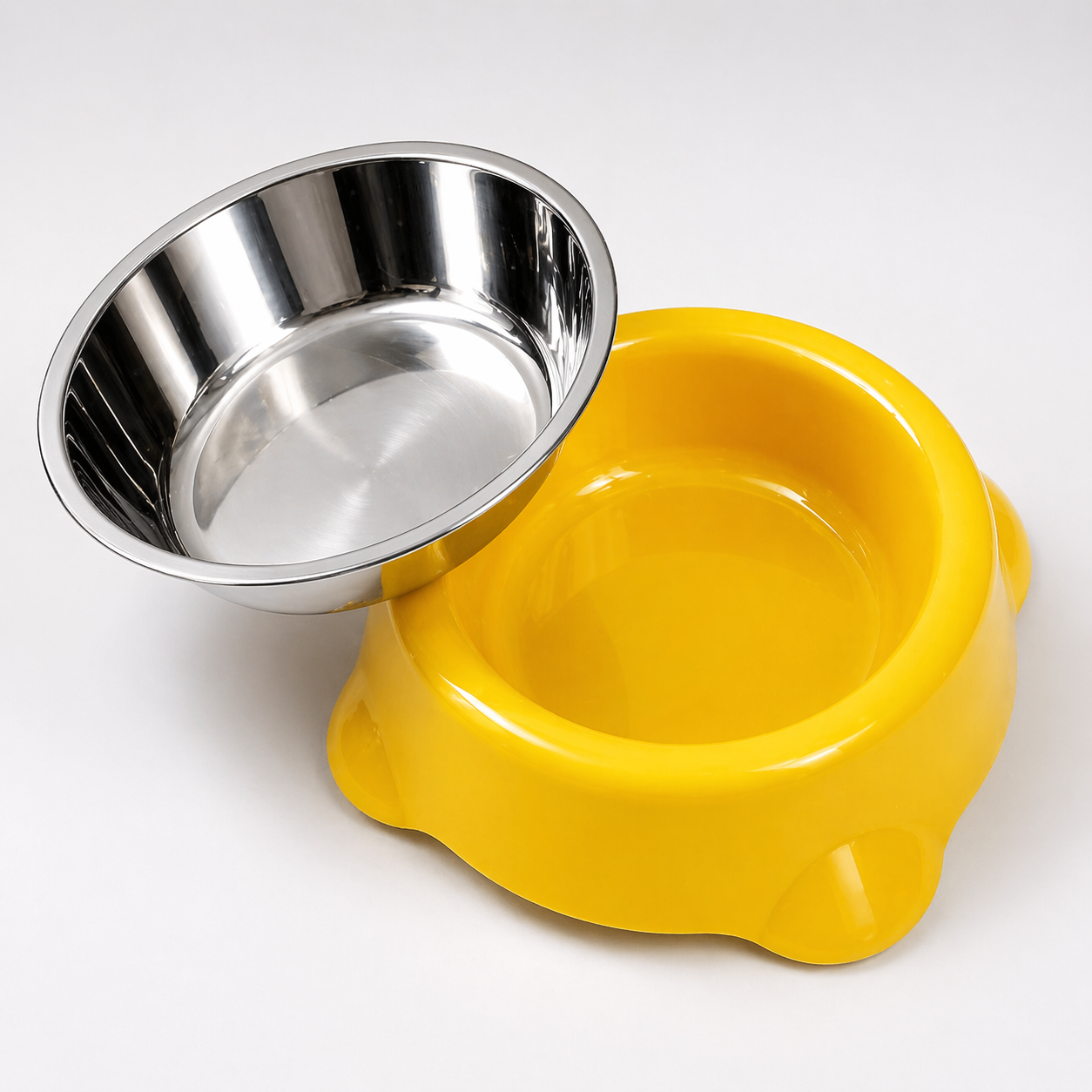 Plato para Mascotas con Bowl de Acero Desmontable Antideslizante