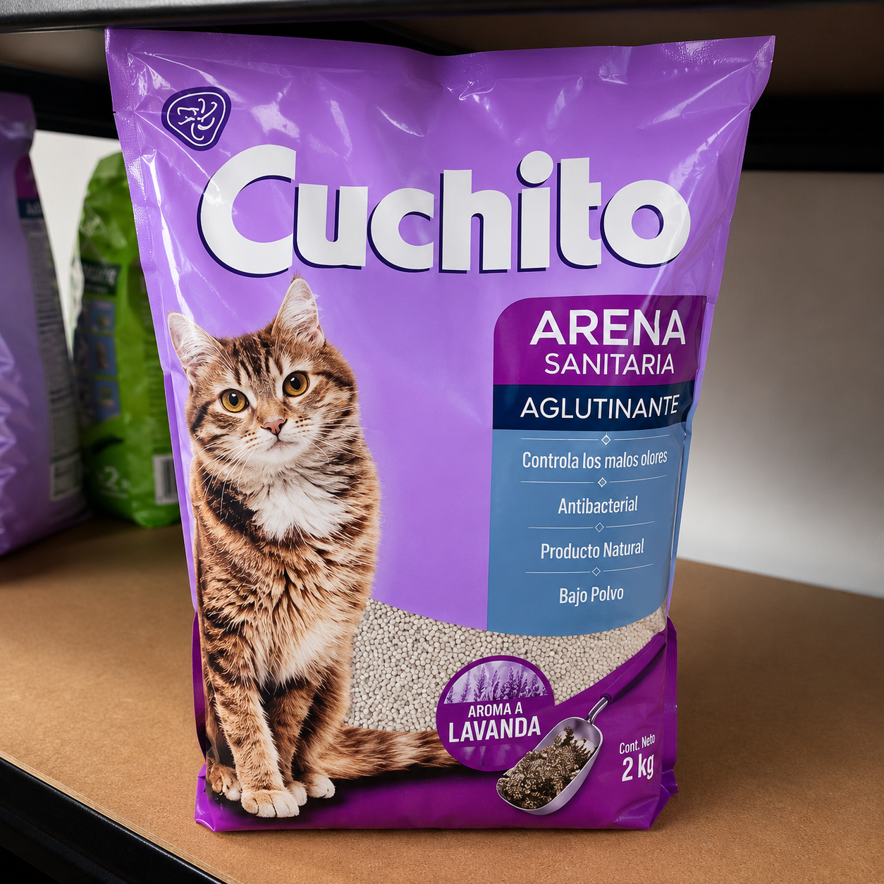 Arena Sanitaria Cuchito Aglutinante Aroma Lavanda 2 kg | Control de Olores para Gatos
