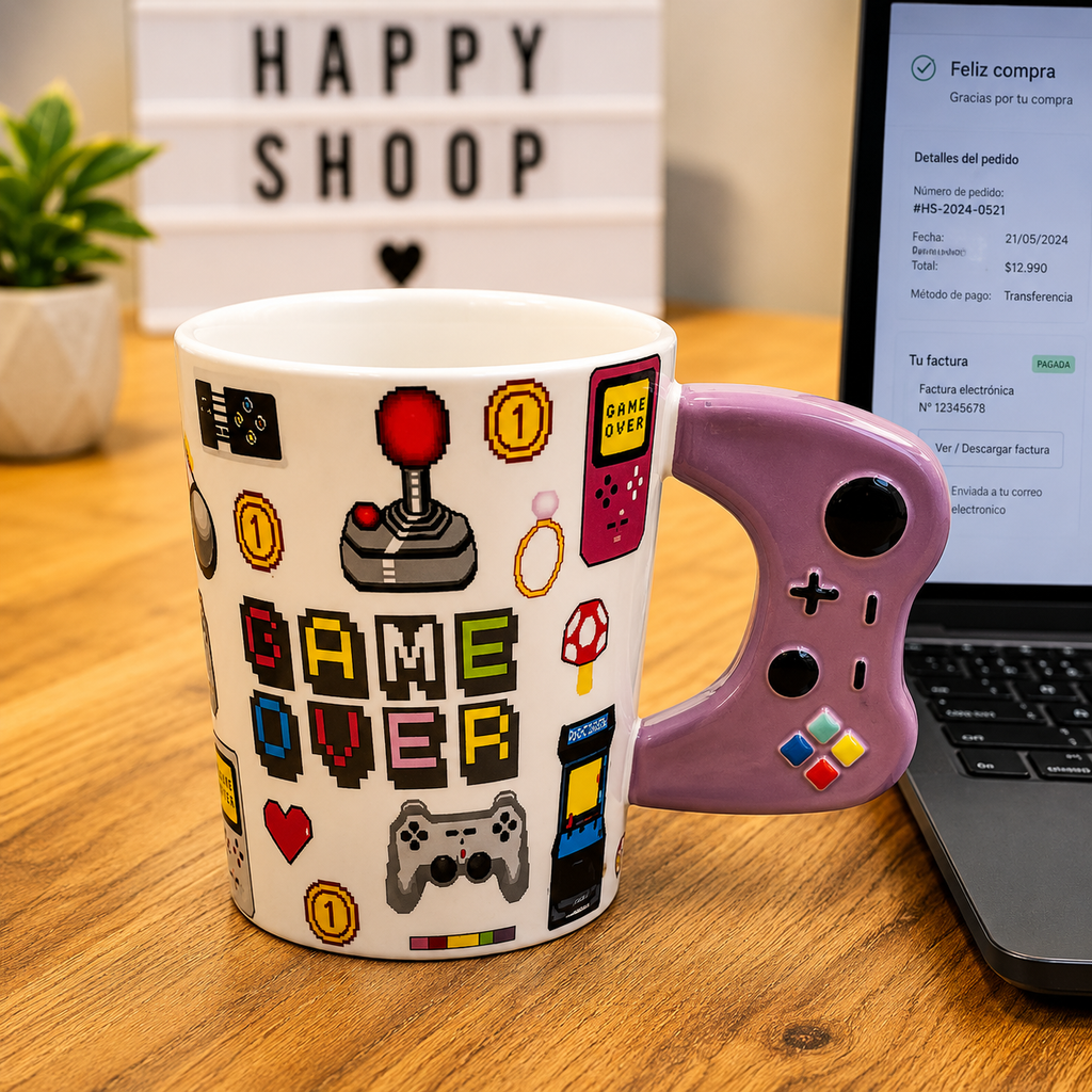 🎮 Taza Gamer Game Over – Asa Control Joystick