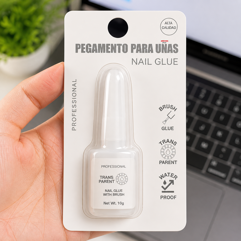Pegamento para Uñas Profesional con Brocha – Fijación Fuerte y Duradera