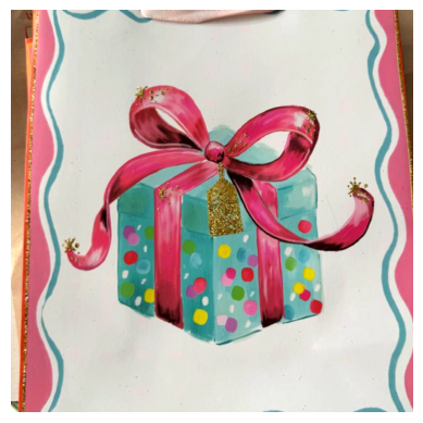 Bolsa de Regalo Diseño Caja con Lazo Rosado y Detalles Dorados