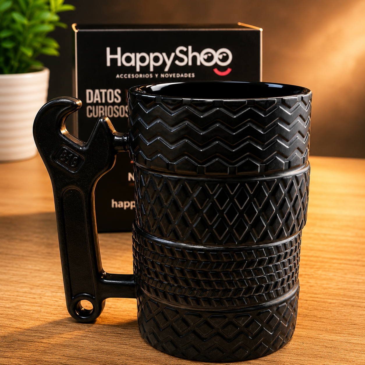 🔧☕ Taza Llanta con Mango de Llave Inglesa – Diseño Automotriz