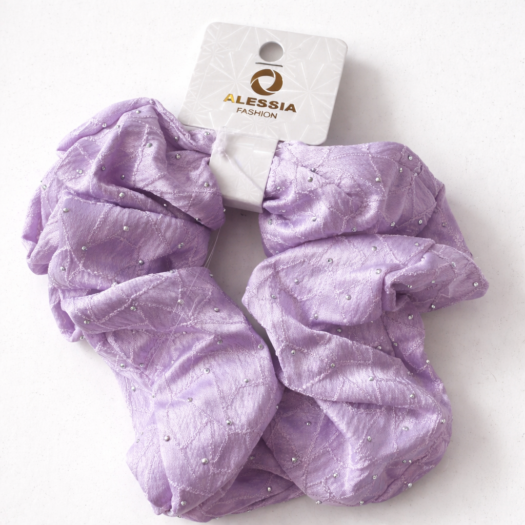 Scrunchie Lila Elegante con Brillos