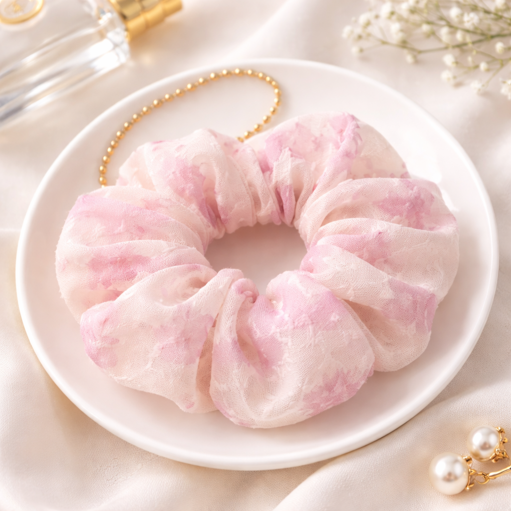 Scrunchie Floral Soft Pink