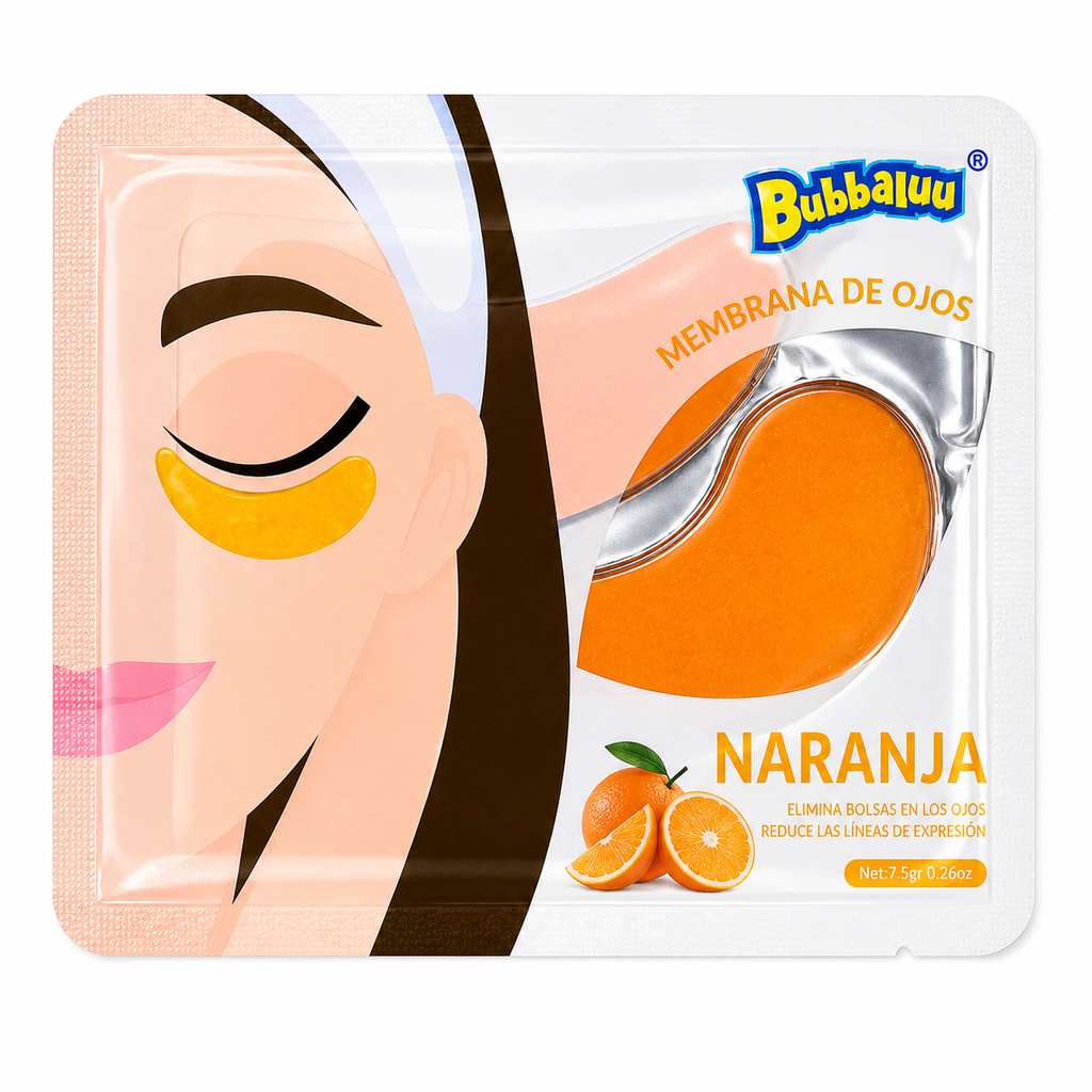 Parches de Ojos Naranja Bubbaluu – Hidratación y Anti Ojeras (1 Par)