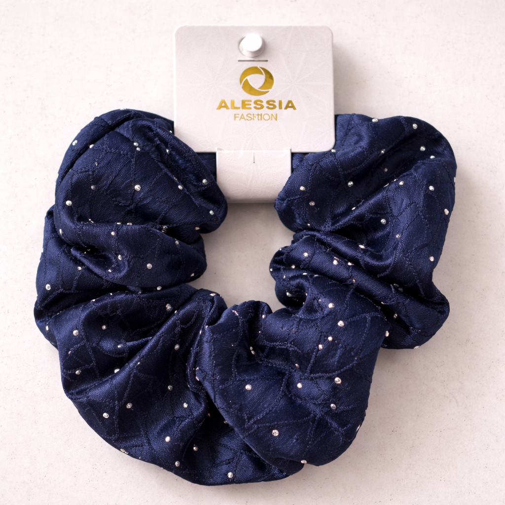 Scrunchie Satin Navy Shine