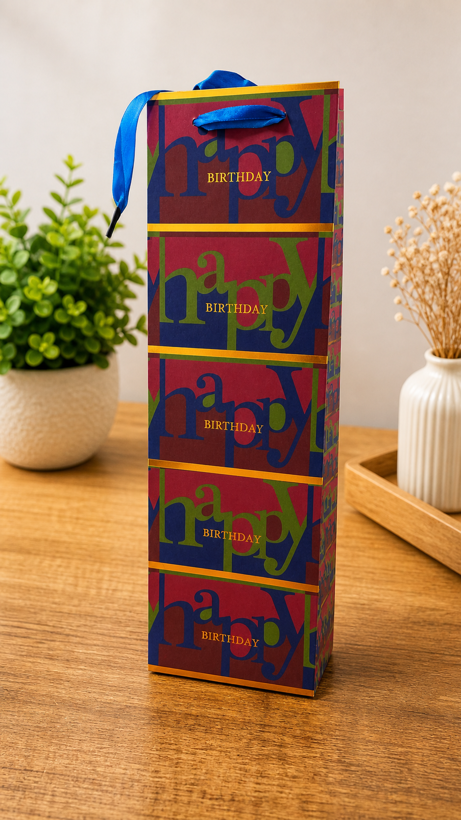 Bolsa de Regalo Premium Cumpleaños – Diseño Elegante con Asa Satinada
