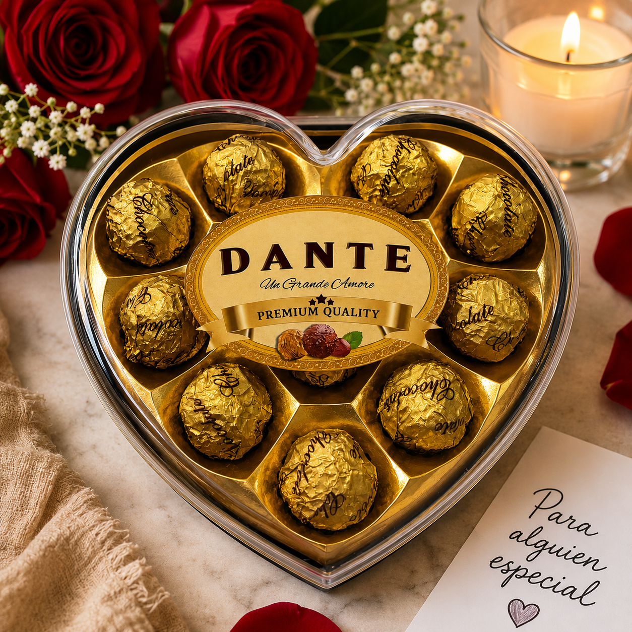 Caja Corazón Chocolates DANTE Premium