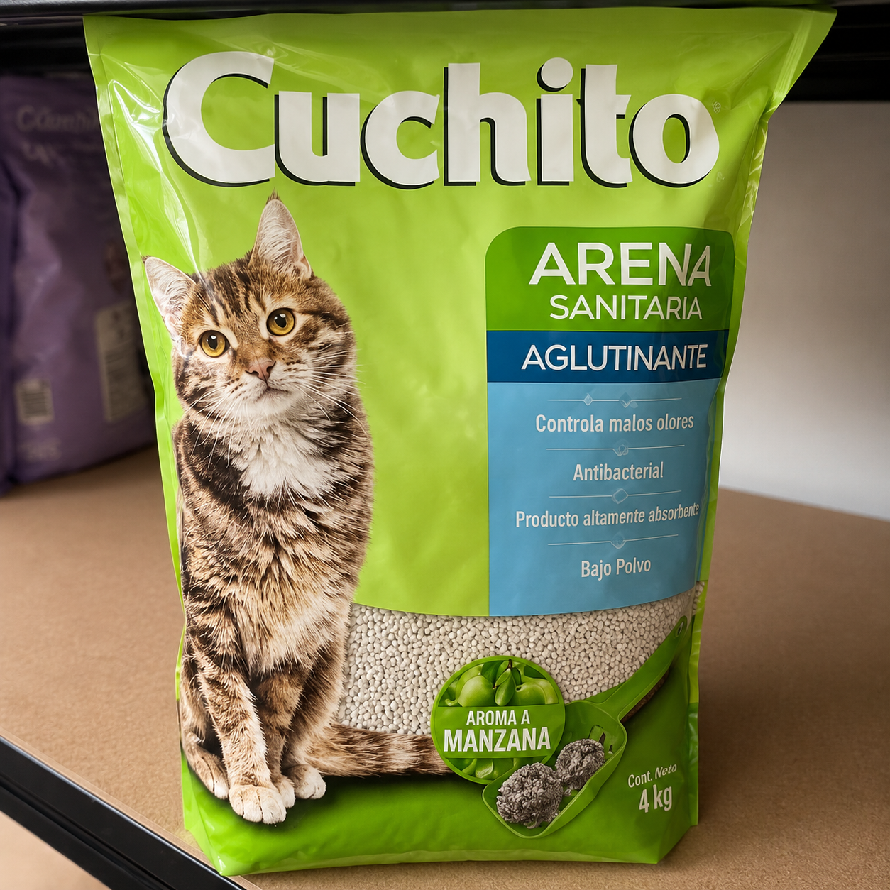 Arena Sanitaria Cuchito Aglutinante Aroma Manzana 2 kg | Control de Olores para Gatos