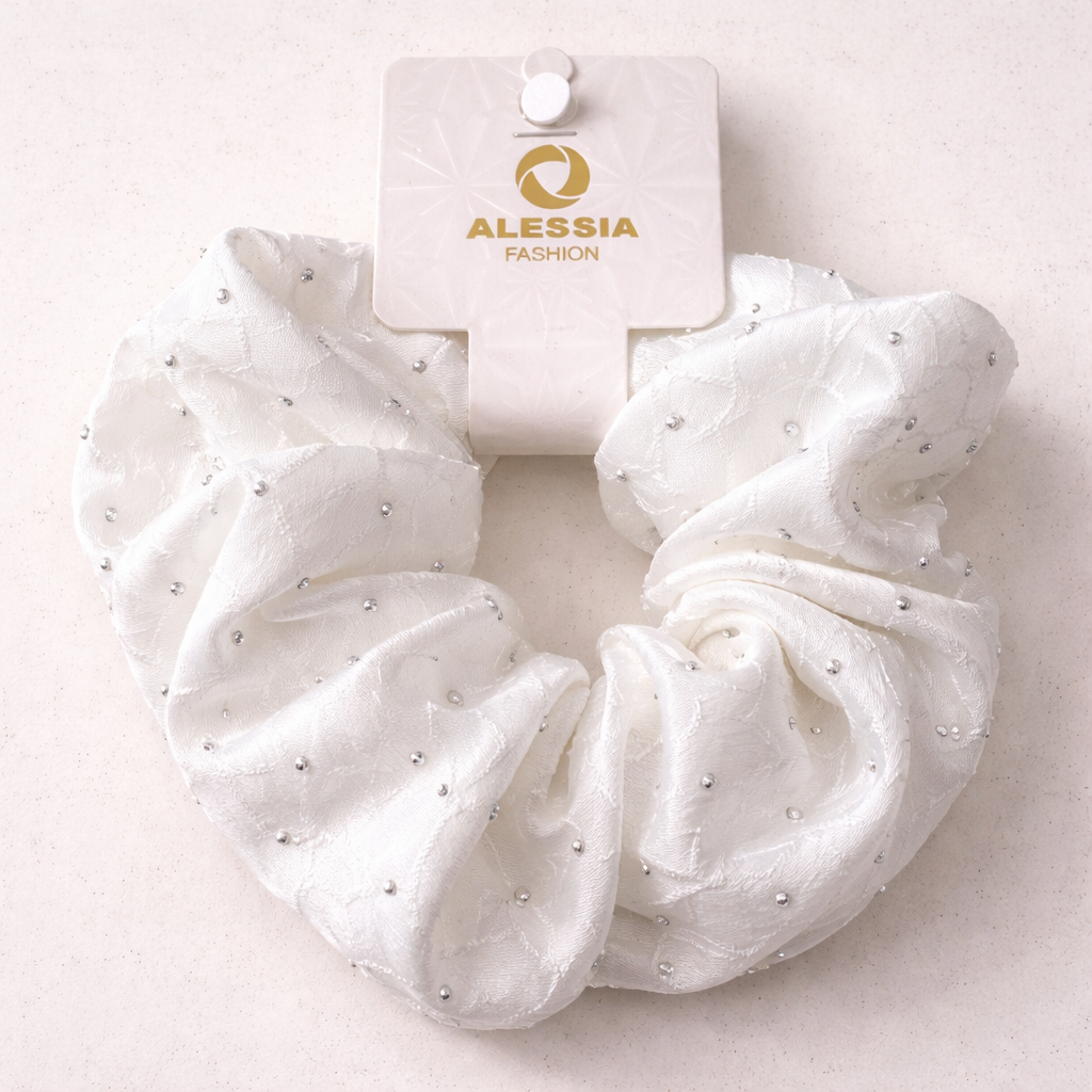 Scrunchie Elegance White Shine