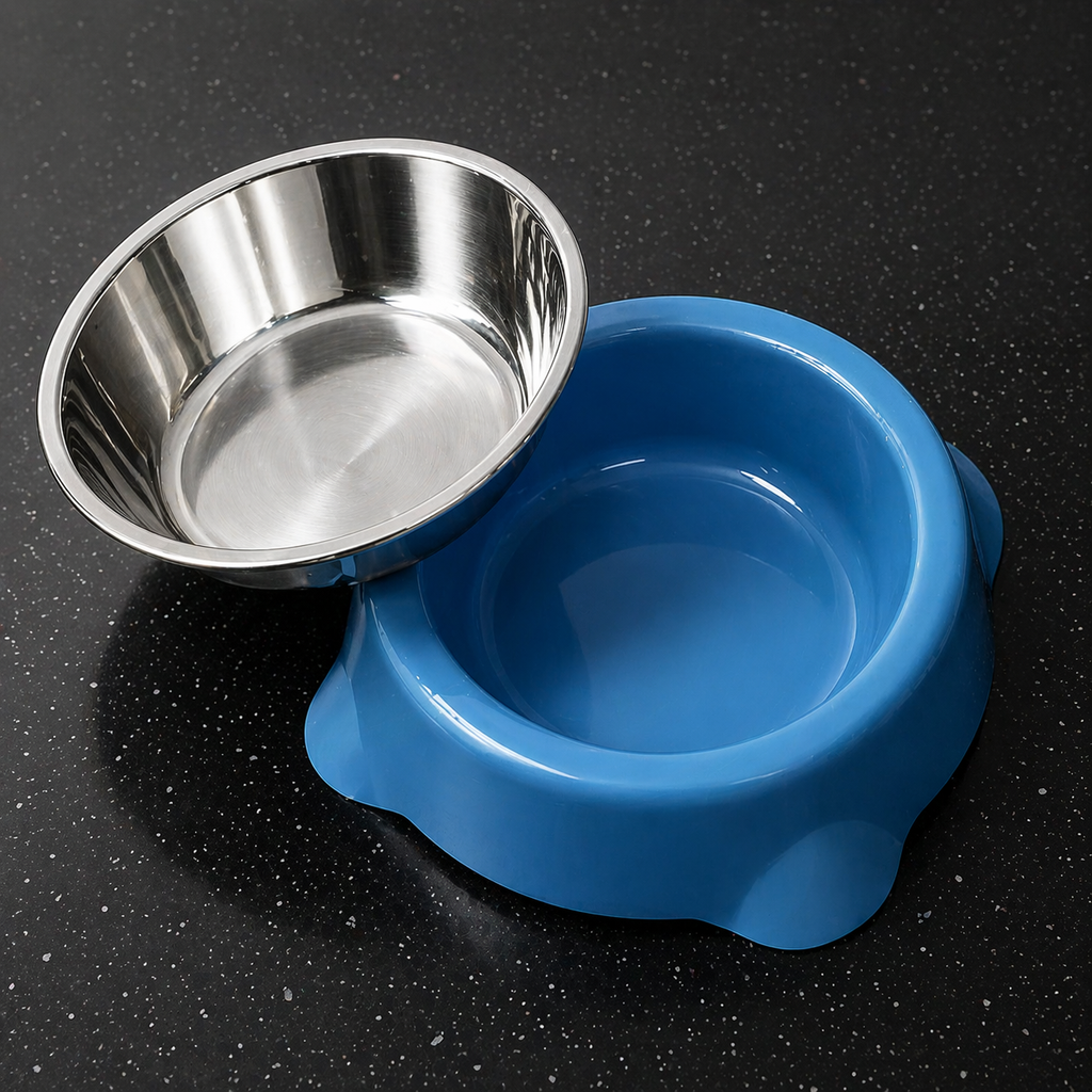 Plato para Mascotas con Bowl de Acero Desmontable Antideslizante