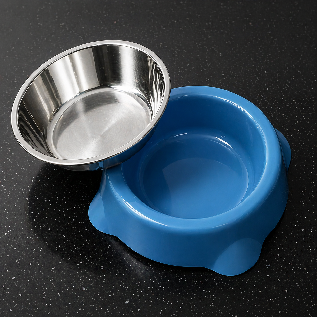Plato para Mascotas con Bowl de Acero Desmontable Antideslizante