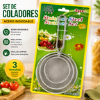 Set de Coladores de Acero Inoxidable (3 Piezas)