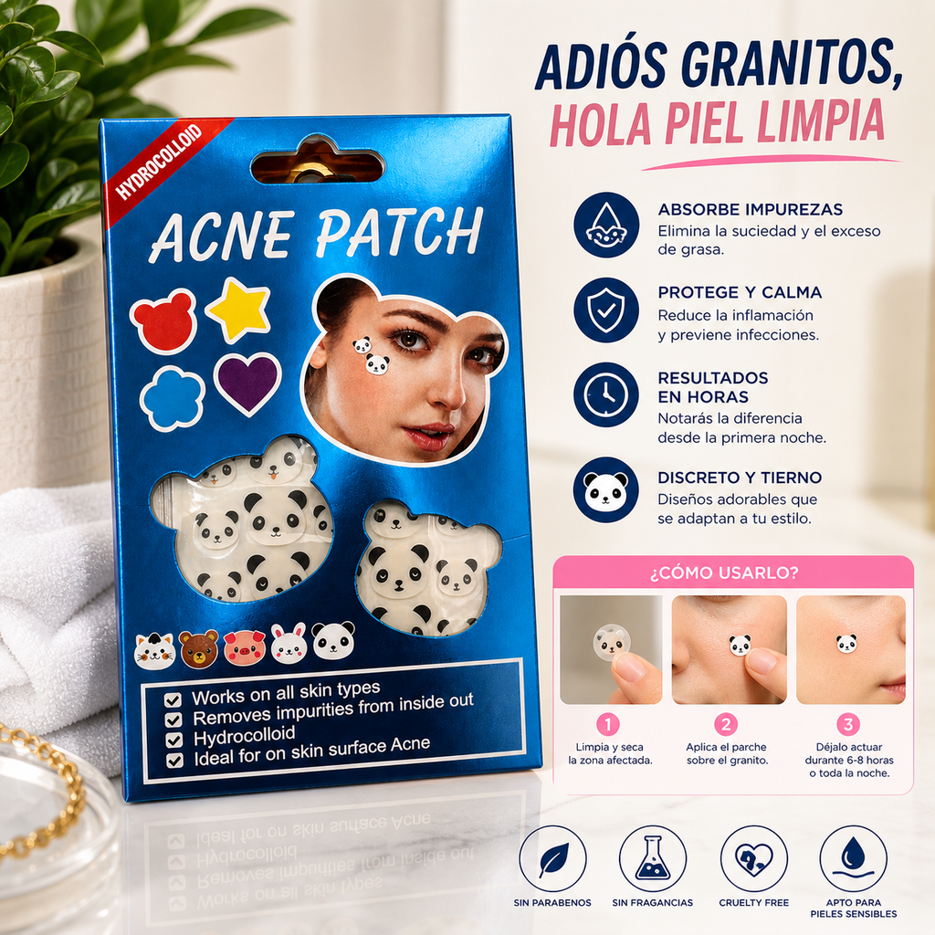 Parches Anti Acné Hidrocoloides Panda – Eliminación Rápida y Discreta