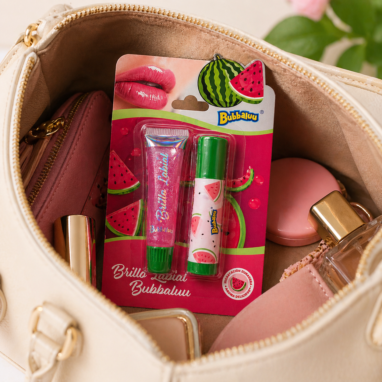 Brillo Labial Bubbaluu – Set Glossy Sandía 💄🍉
