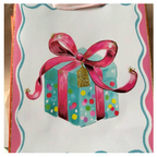 Bolsa de Regalo Diseño Caja con Lazo Rosado y Detalles Dorados