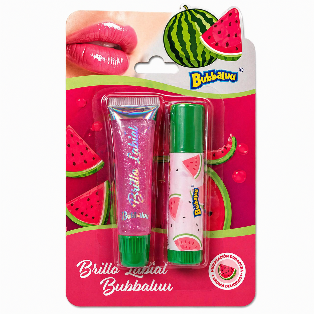 Brillo Labial Bubbaluu – Set Glossy Sandía 💄🍉